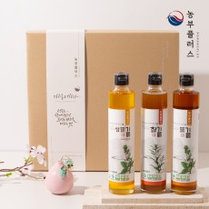 농부플러스 국산 냉압착 생들기름+저온착유 들기름+저온착유 참기름 300ml 3병 선물세트