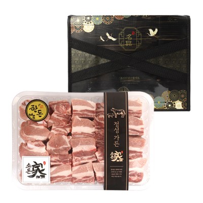 [소소한돈가] 한돈 소백산 쑥돈 돼지고기 선물세트 돼지갈비 찜용 3kg 4kg 선물세트