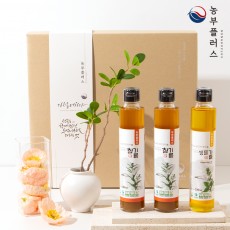 [ 농부플러스 ] 국산 저온압착 참기름 2병 냉압착 생들기름 1병 200ml 선물세트